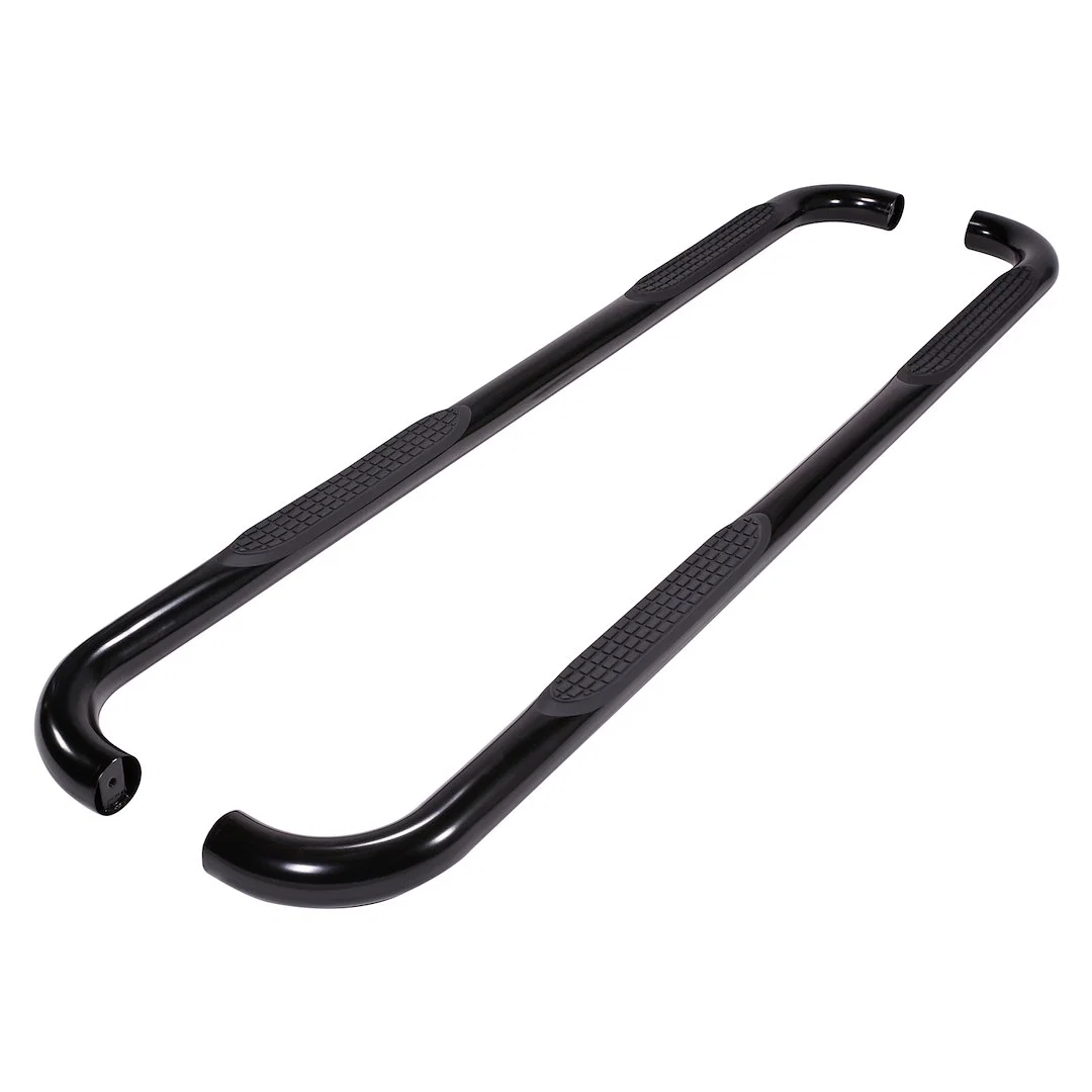 1150522053 – TRAILFX Nerf Bar, With Step Pads 3 Inch Round Bent Powder Coated Black Steel With Plastic End Caps Rocke...